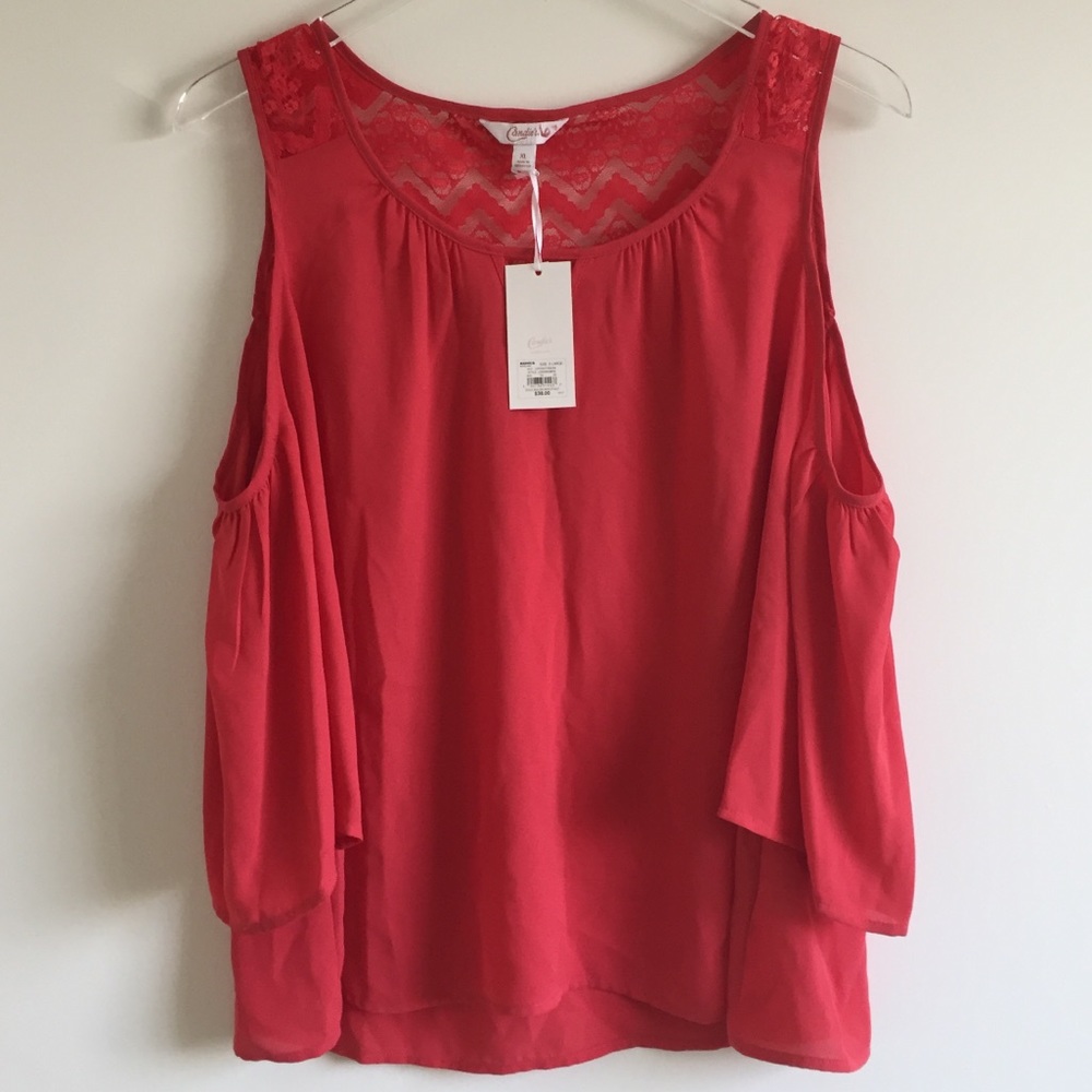 NEW NWT Candie’s cold shoulder lace top XL